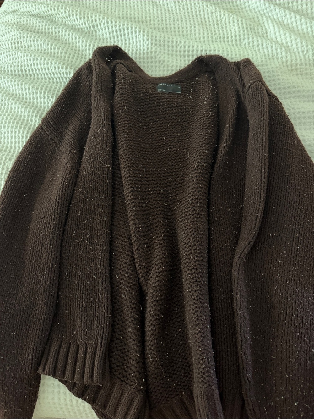 ASOS Dark Brown Open-Front Chunky Knit Cardigan